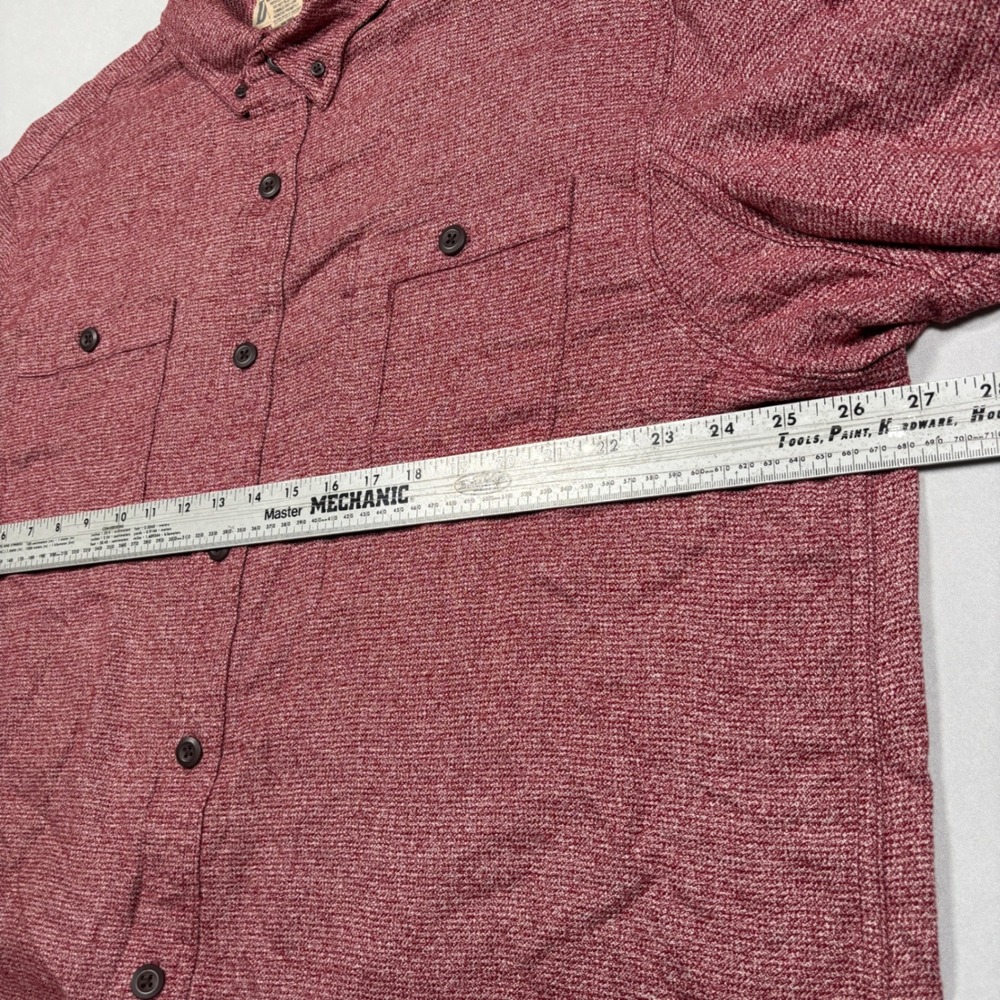 Duluth Trading Co Button Down Shirt Mens XL Red Textured Cotton Relaxed Fit - Picture 8 of 10